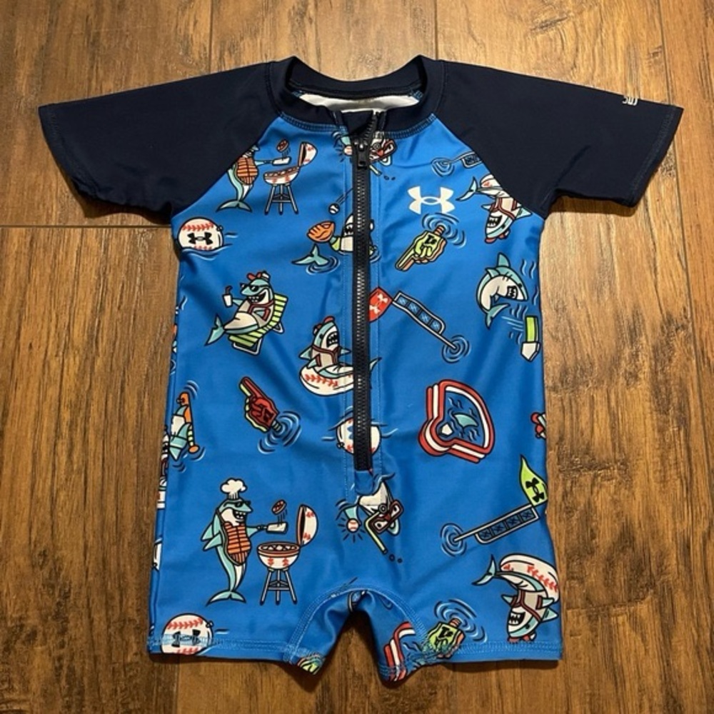 Under Armour 12 m one piece zippered graphic logo swimsuit BNWT